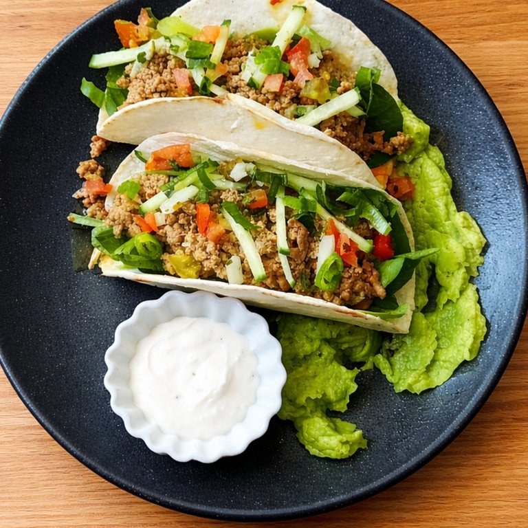 Lamb and mint soft shell tacos with guacamole and mint yoghurt dip at The George Inn Braunton, North Devon