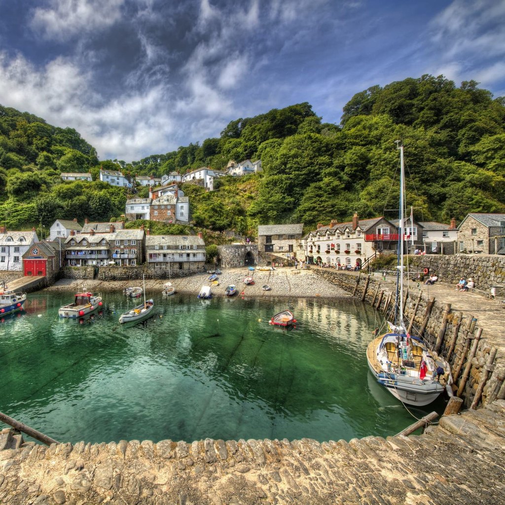 View across Clovelly harbour in North Devon