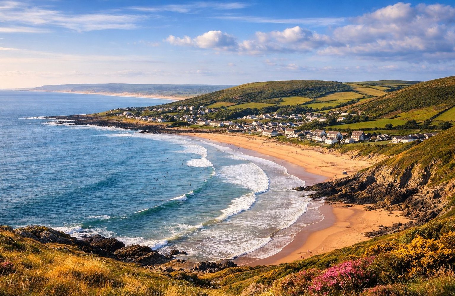 View over Croyde Bay on the North Devon coast near Braunton